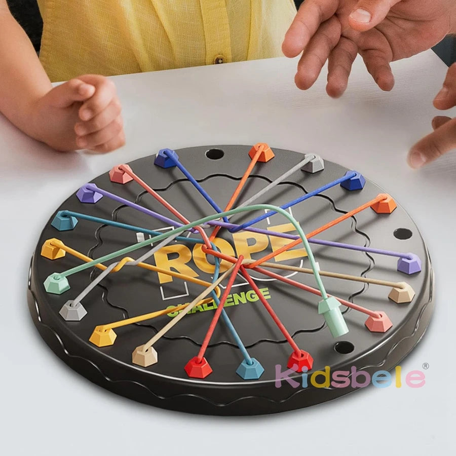Rope Challenge Game Table Logic Puzzle Board Game for Kids & Brain Training String Lacing Toys Brain Teaser Fine Motor Skill Toy