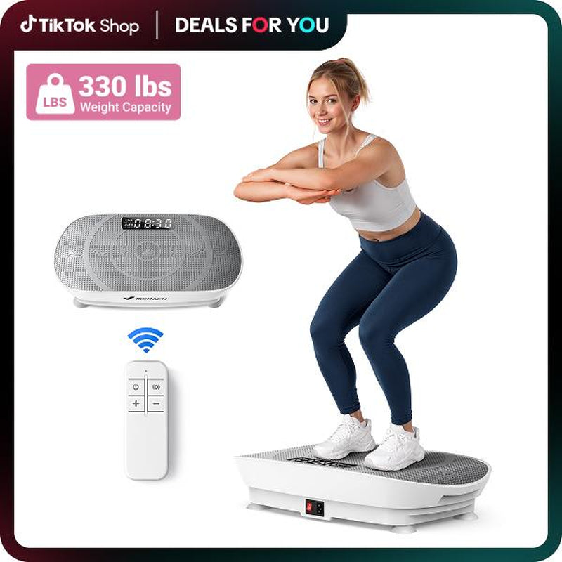 MERACH Slim Vibration Plate Exercise Machine, Whole Body Workout Equipment for Women, Bluetooth and Silicone Pedal, Vibration Plate for Lymphatic Drainage, Vibrate Fitness Platform for Weight Loss Home Gym, Dealsforyoudays