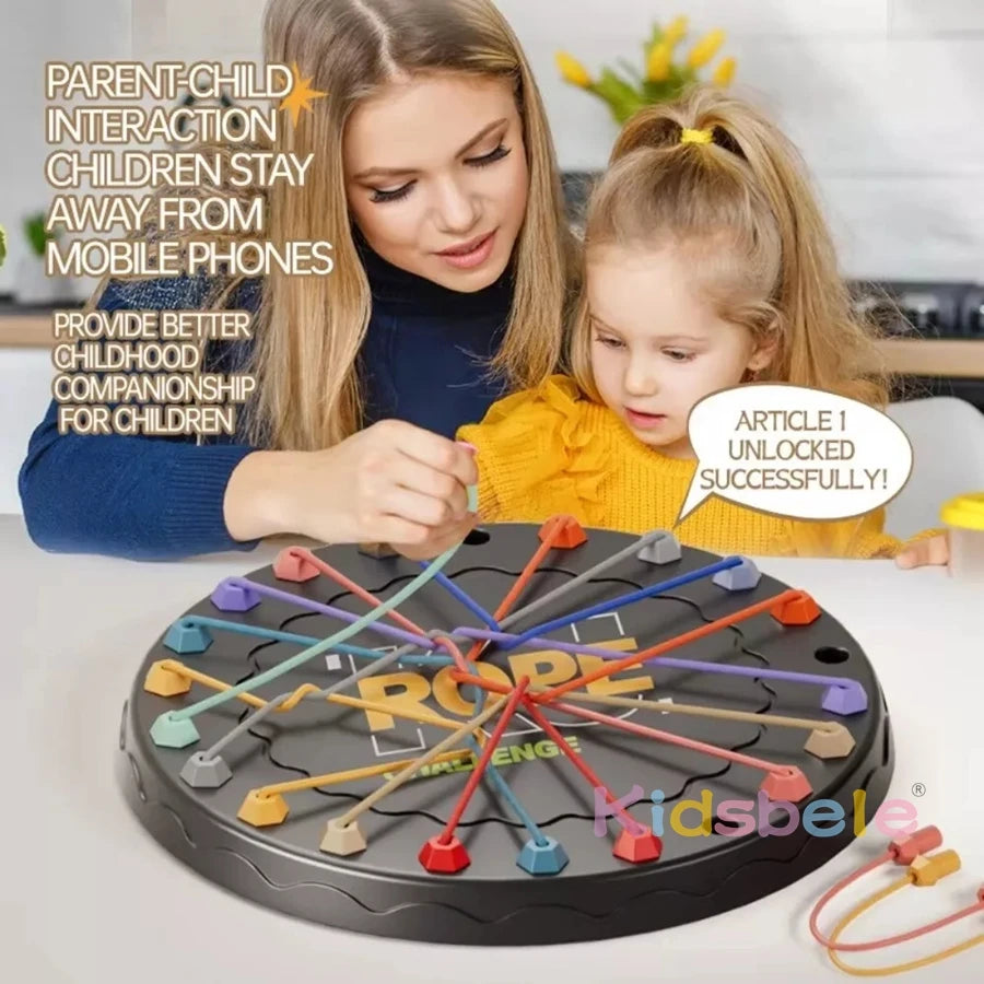 Rope Challenge Game Table Logic Puzzle Board Game for Kids & Brain Training String Lacing Toys Brain Teaser Fine Motor Skill Toy