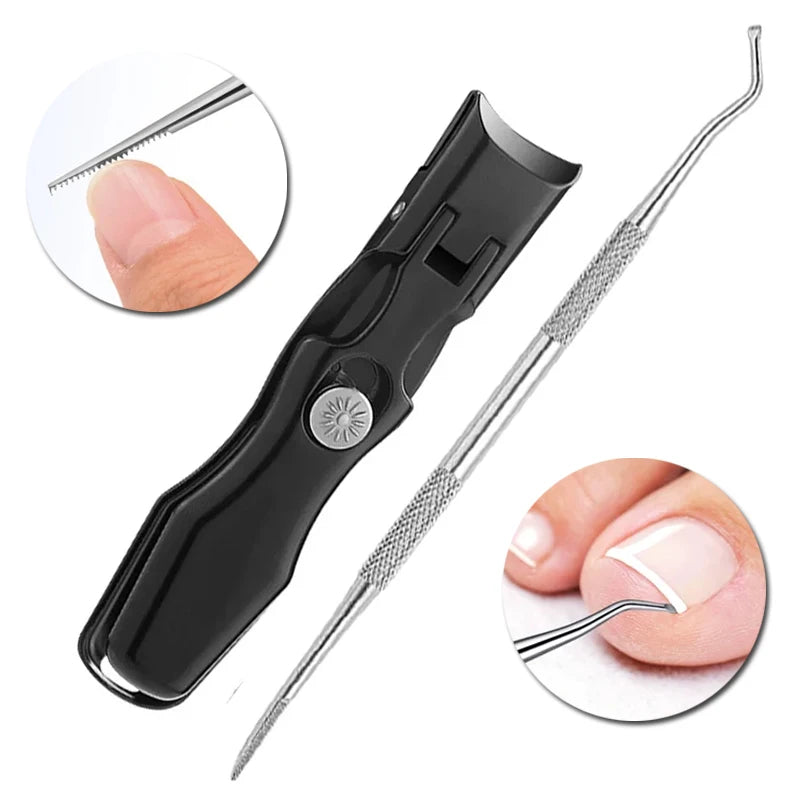 Anti-Splash Nail Clippers Curved Large Opening Thick Toenail Clippers Diagonal Pliers Nail Scissors Household Manicure Tools