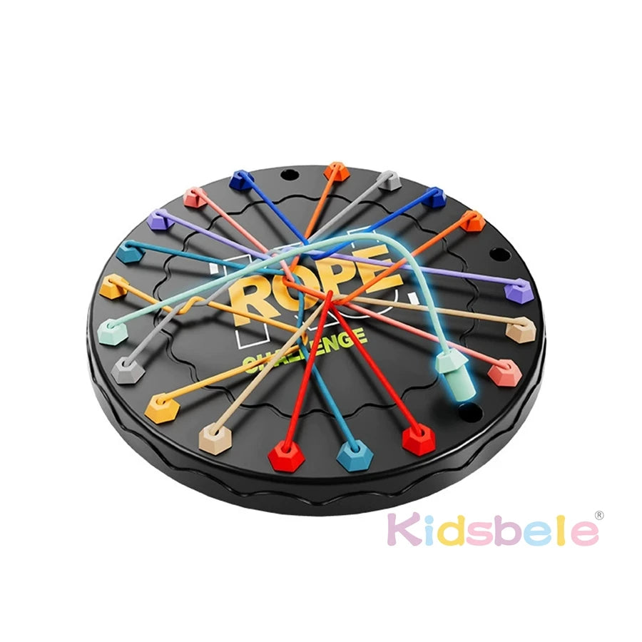 Rope Challenge Game Table Logic Puzzle Board Game for Kids & Brain Training String Lacing Toys Brain Teaser Fine Motor Skill Toy