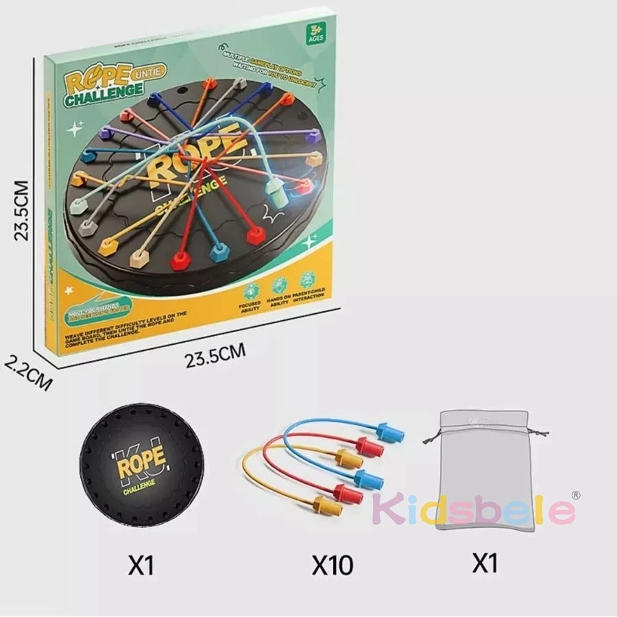 Rope Challenge Game Table Logic Puzzle Board Game for Kids & Brain Training String Lacing Toys Brain Teaser Fine Motor Skill Toy